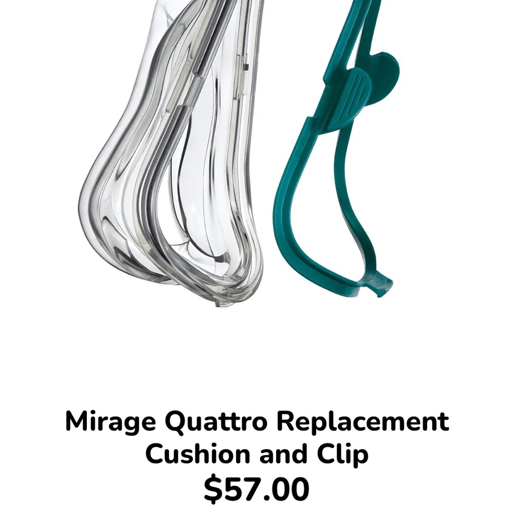 ResMed Mirage Quattro Cushion and Clip - Clear and Teal